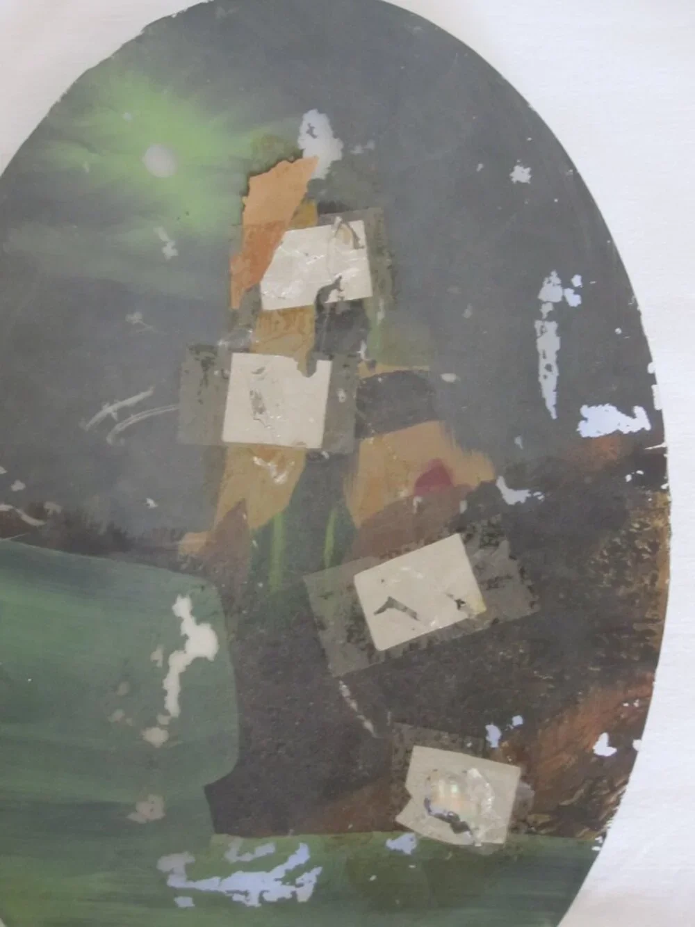 rare 1917 Chicago Portrait : Castle in Belgium, Reverse Painting on Bubble Glass